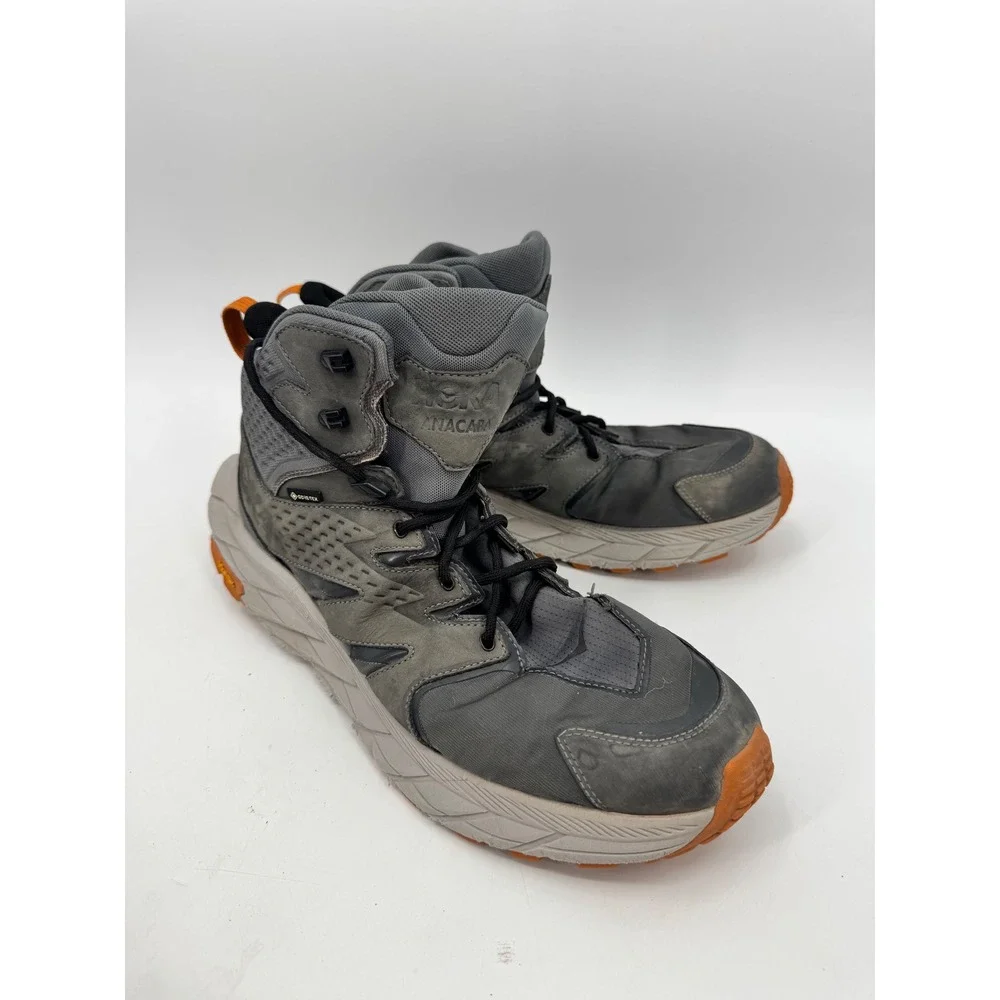 Hoka Anacapa Mid GTX Men 14 Grey Gore-Tex Hiking Boots Waterproof Vibram